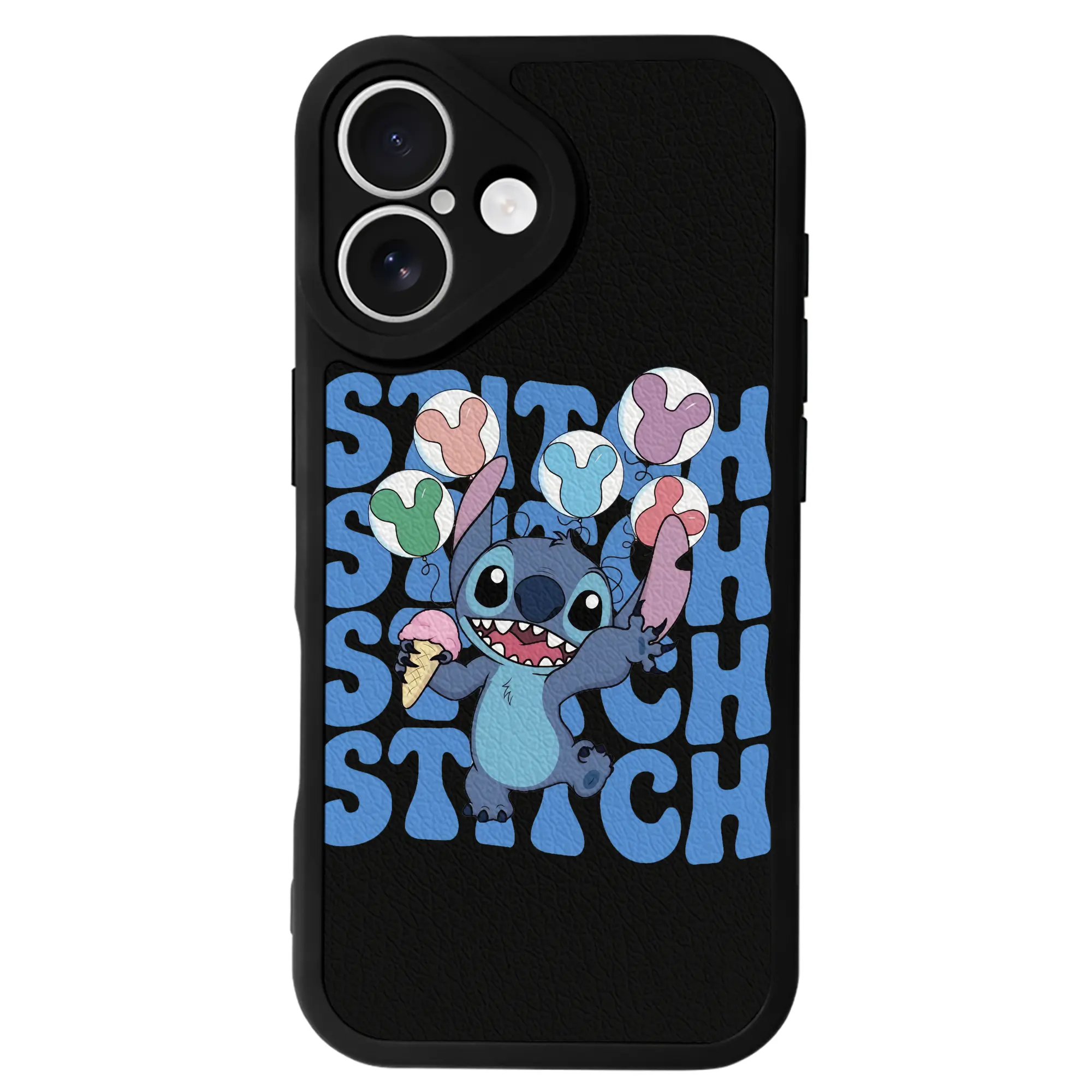 リロ＆スティッチ グッズ スティッチ - IPhone 16シリーズ対応 ・ シリコンスマホケース ・ レザー調 ・ 高精度フィット ・ 耐衝撃 ・ ワイヤレス充電対応 ・ 精密カット